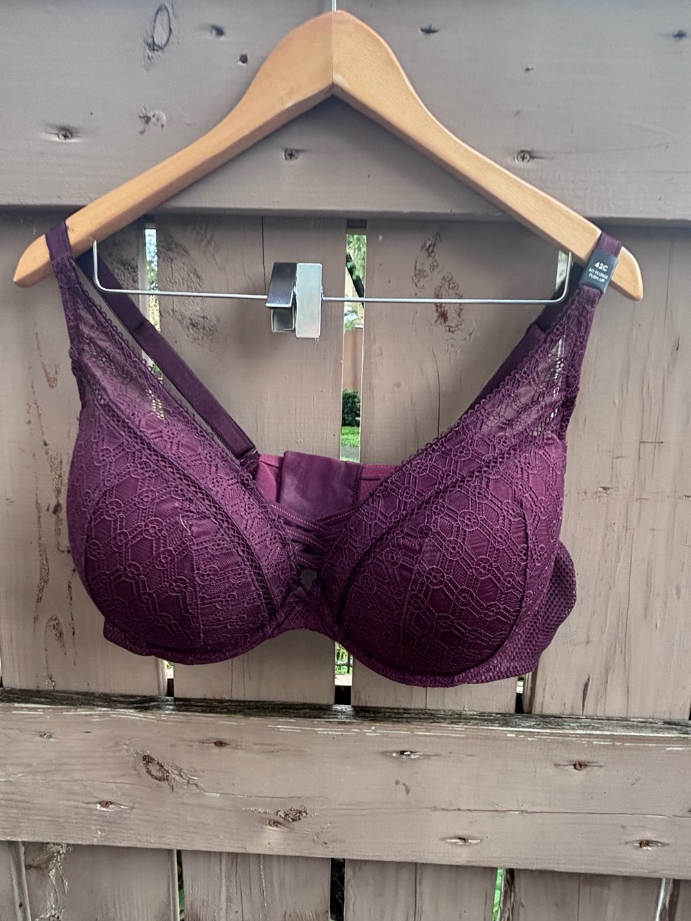 Plum Lace Underwire Bra with Supportive Cups